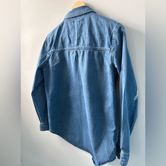 Forever 21 distressed denim shirt, button down - Picture 2 of 4